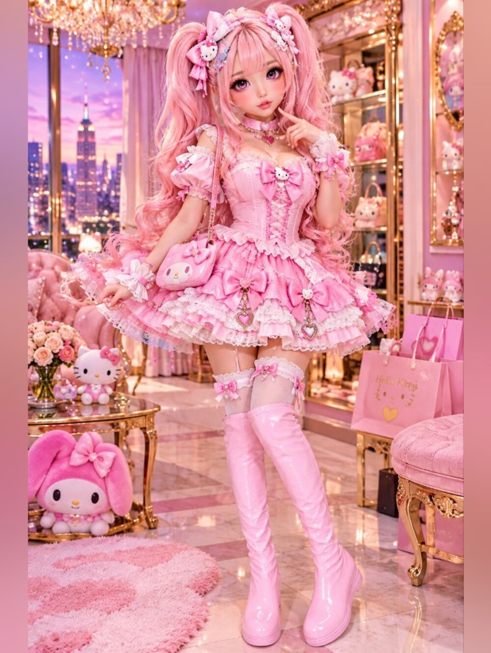 Patent Pink Kawaii Over-the-Knee Wedge Boots 🩷